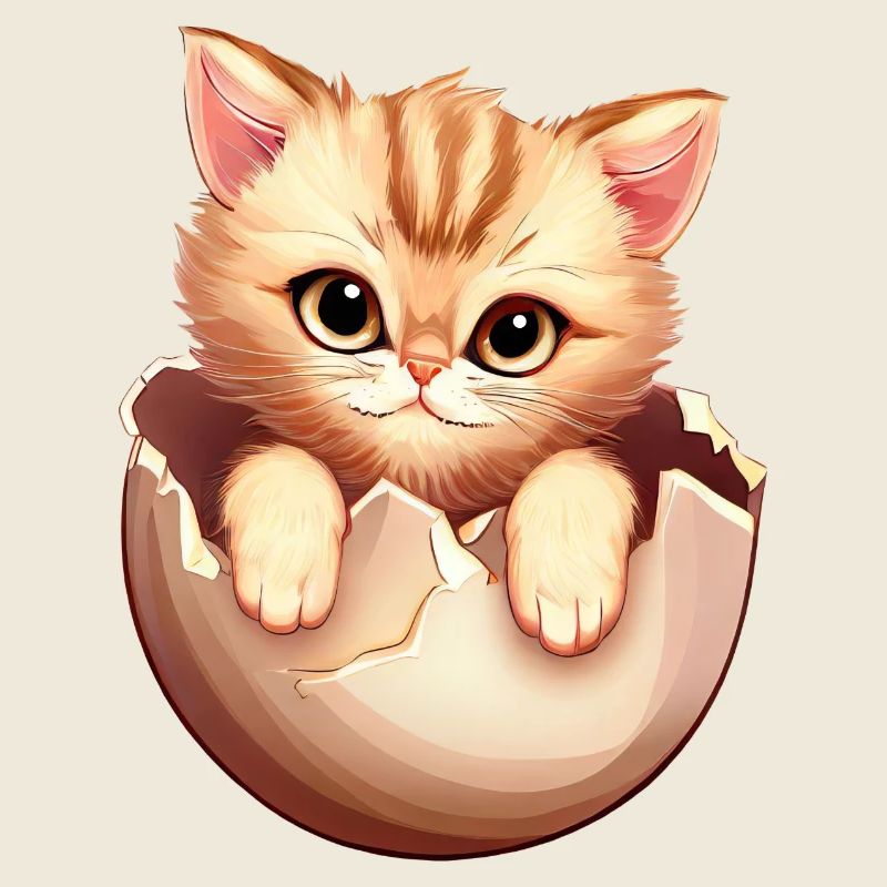 Chaton éclot de l’œuf, Mignon design animal