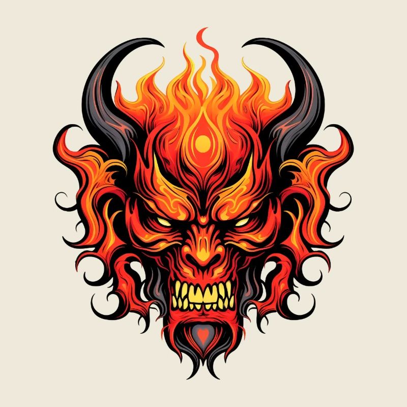 Fire Red Demon Tribal - Mr. Burn, Print Design