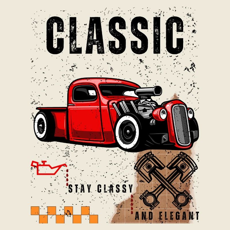 Vintage Red Hot Rod avec Art du piston