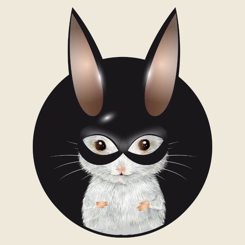 Souris blanche mignonne avec masque de lapin en patch