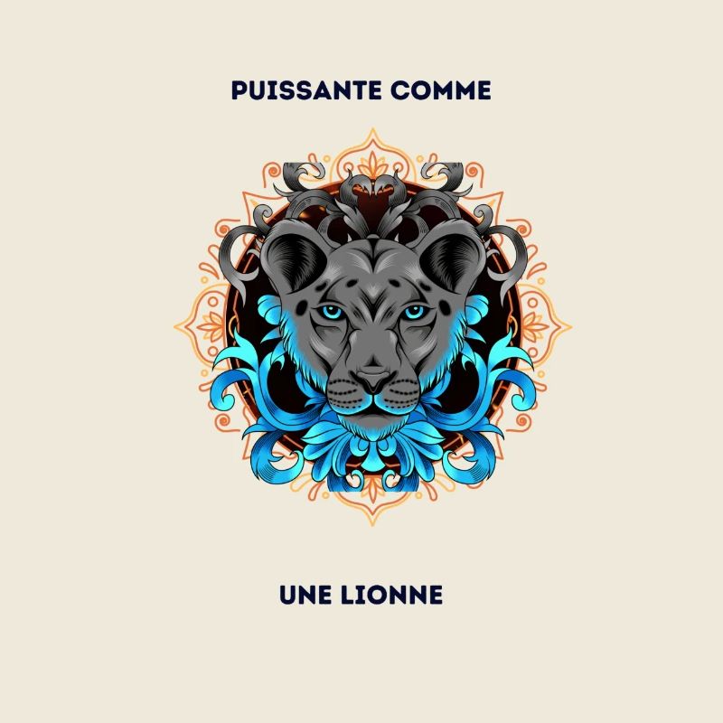 comme une lionne avec texte