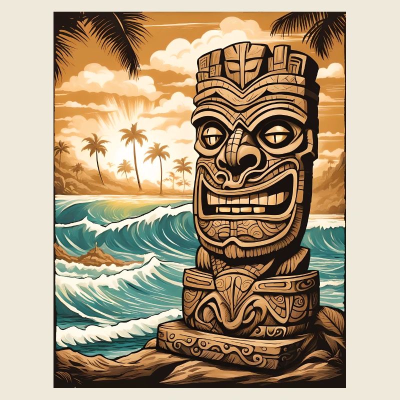 Tiki Statue am Strand