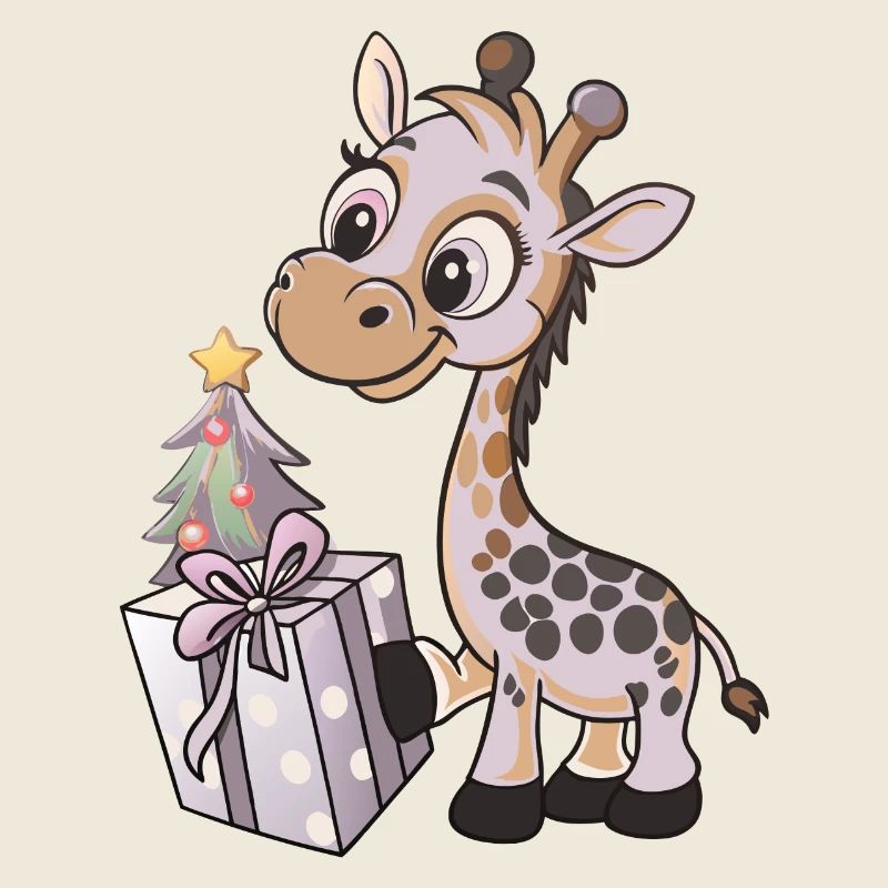 Cute Giraffe Unwraps Gift
