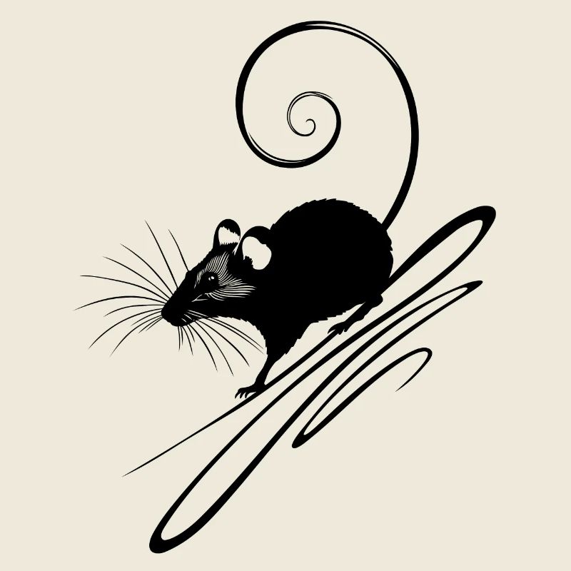 Cute Mouse Silhouette - Black