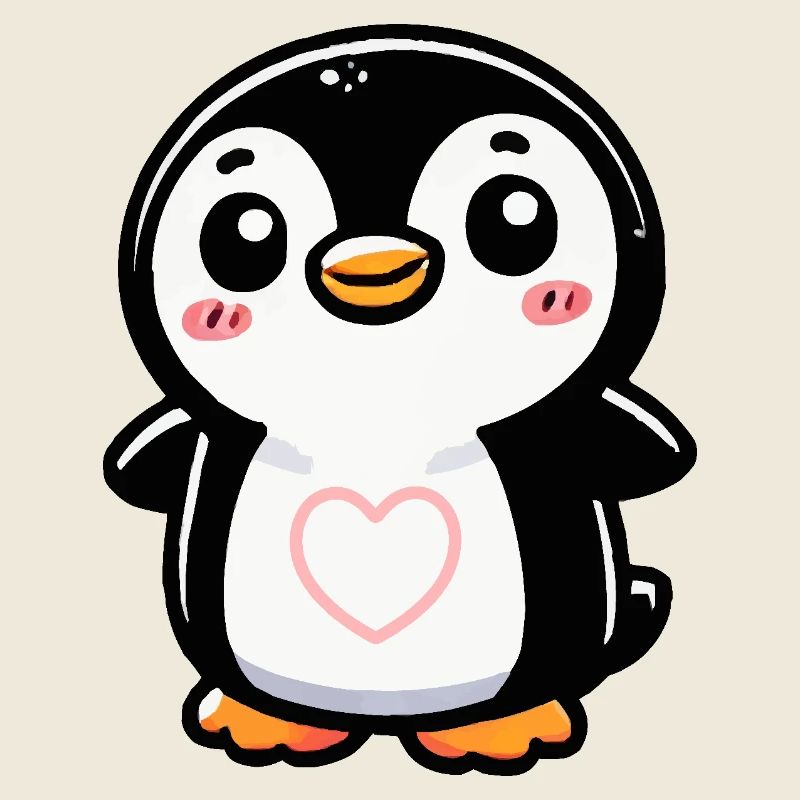 pinguin comic heart