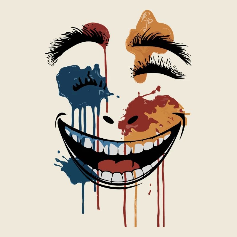 Psychedelic Dripping Skull Face – Abstract Horror