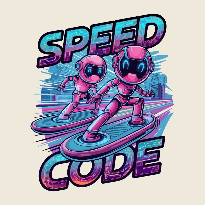 Speed Code Cyberpunk Roboter Surfen Tech Kunst