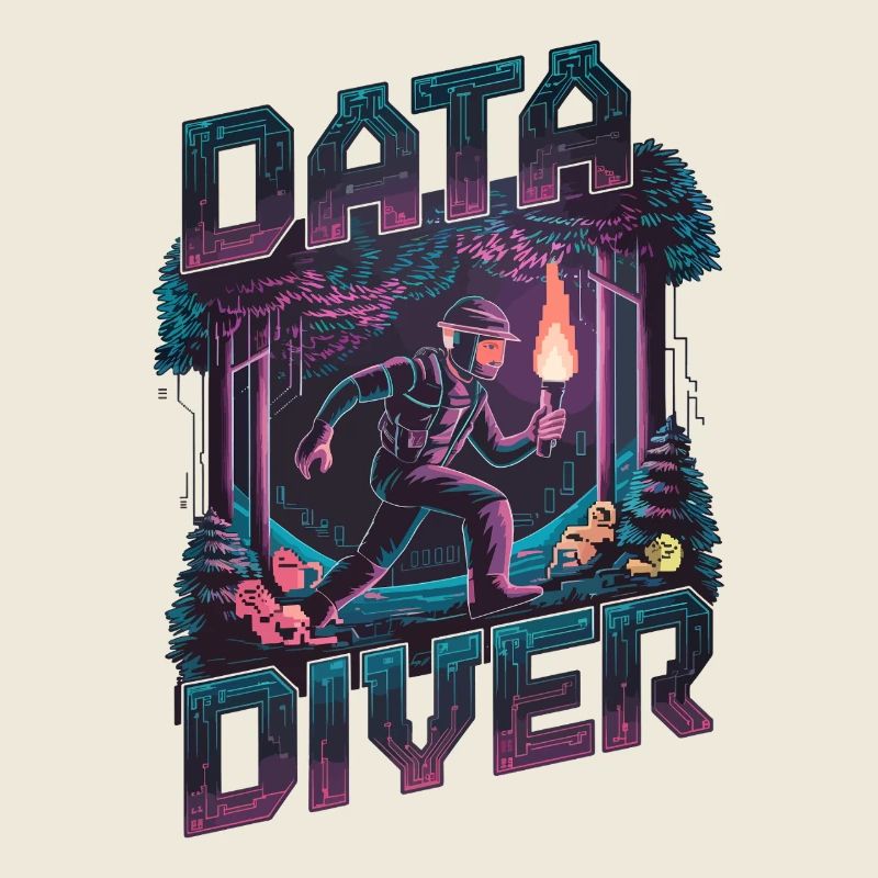 Data Diver Cyber Explorer Retro Tech Artwork