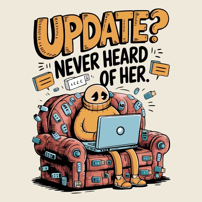 Update Overload – Lustiges Tech Couch Potato Design
