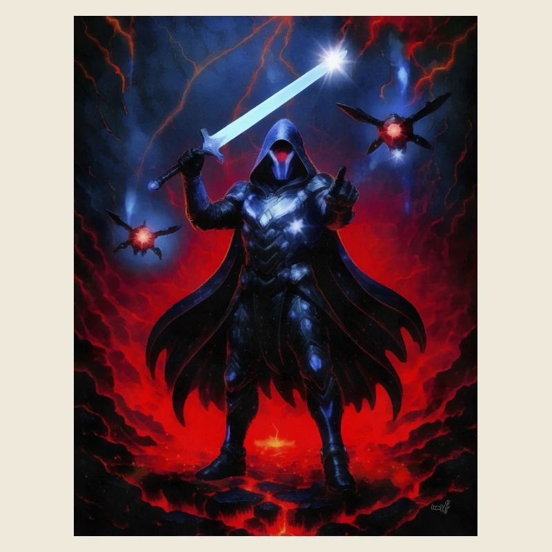 Dark Warrior in the Flame Storm