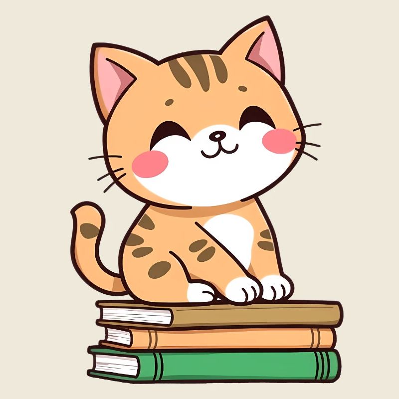 Katze mit Büchern