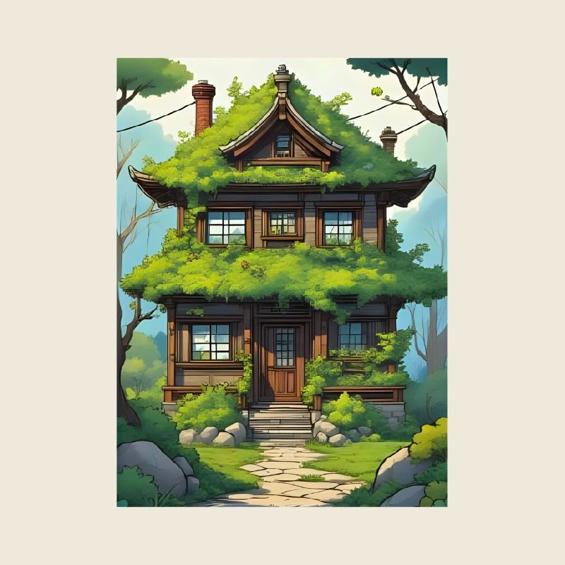 Japanese House Stylized Artwork