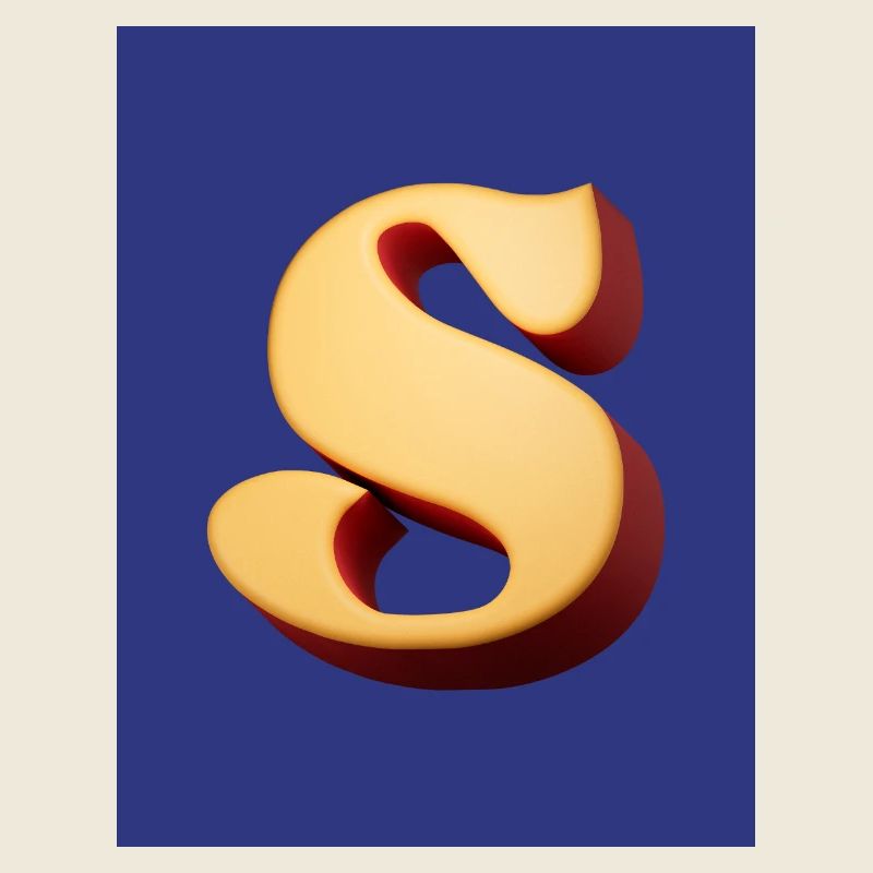 3D Hellbrauner Buchstabe S Look