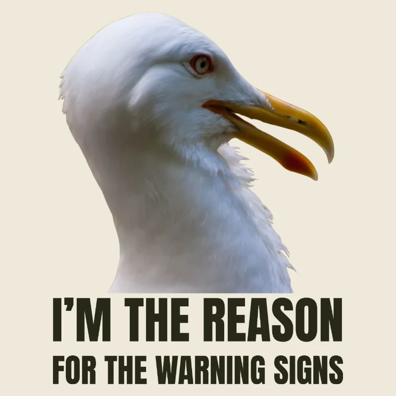 Whimsical Seagull with Bold Text