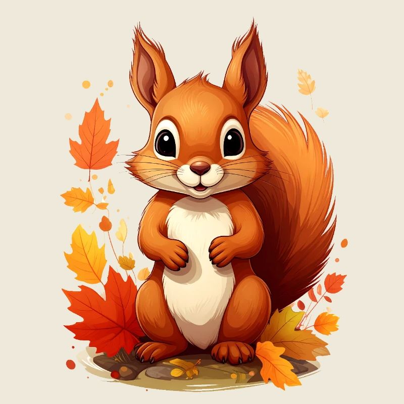 Écureuil mignon en automne
