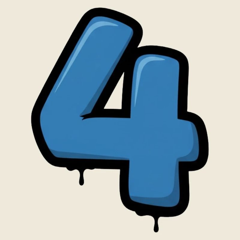 Graffiti Blue 4 Number Design