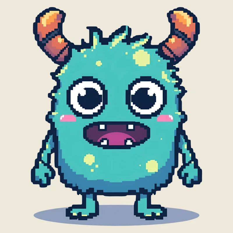 8-Bit Süßes Pixel Monster Retro 90er Style