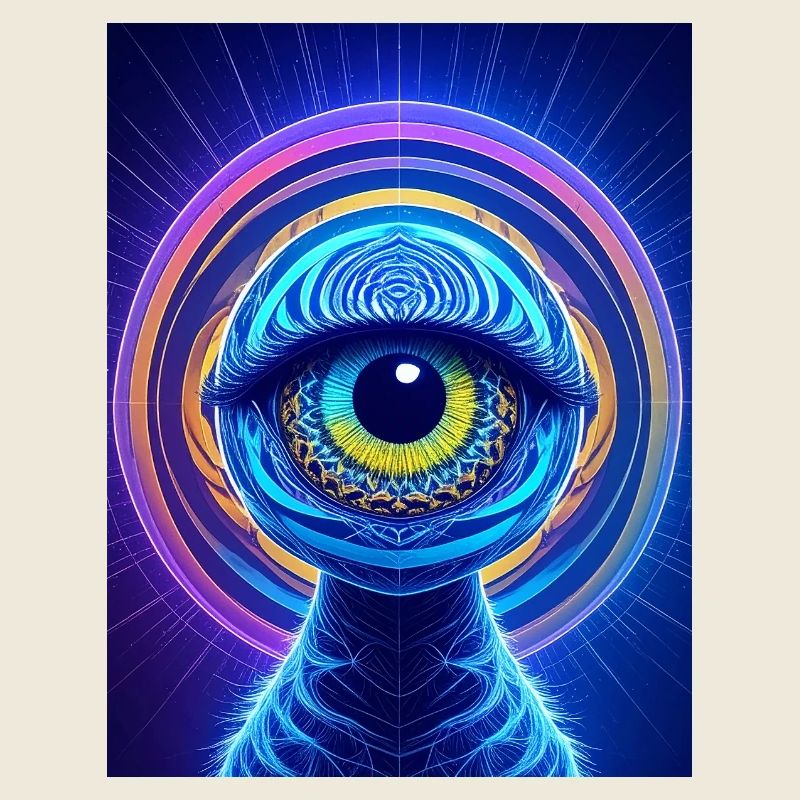 Neon Eye Ring Cosmic Hyperrealism