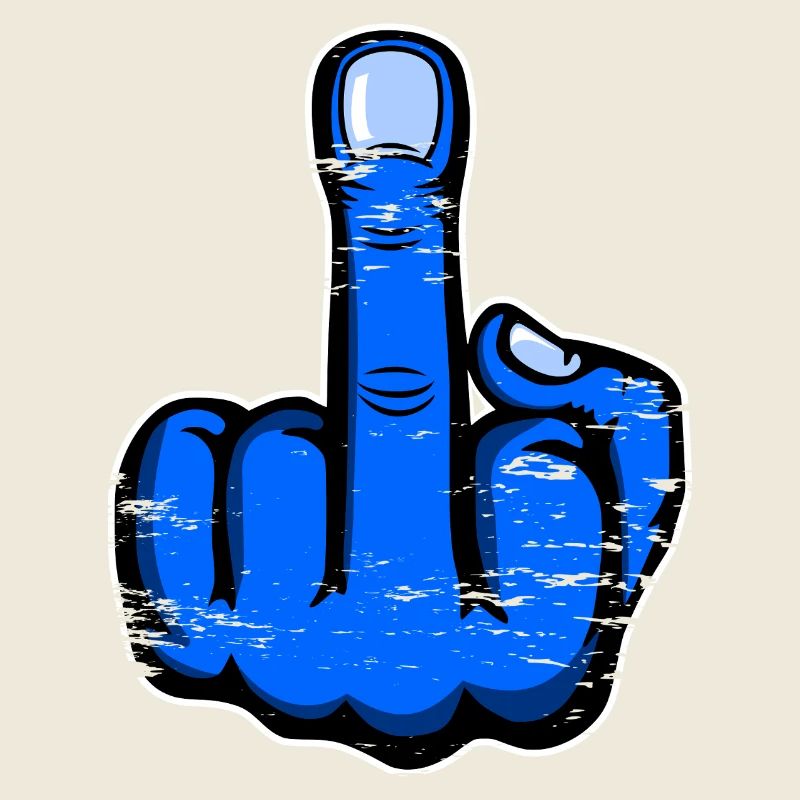 Middle Finger Stinky Finger Design Blue Used