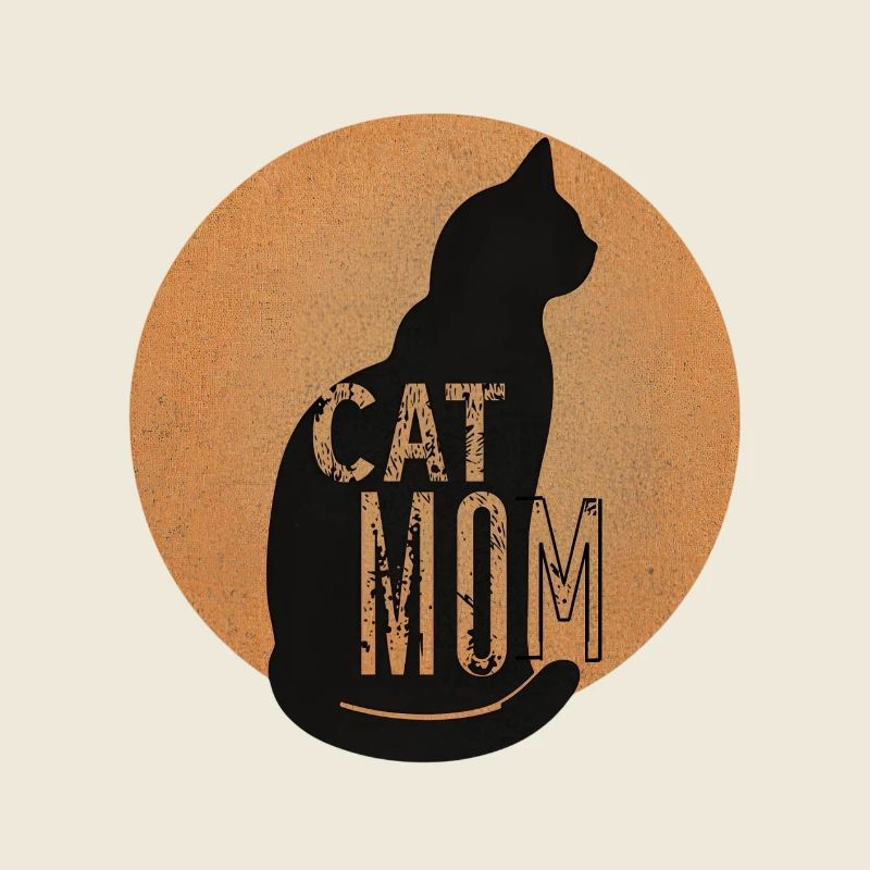 Silhouette de maman chat dans le style vintage