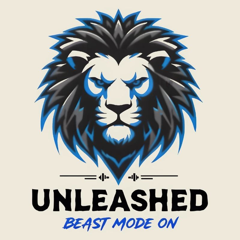 Blue Neon Lion Crest Unleashed