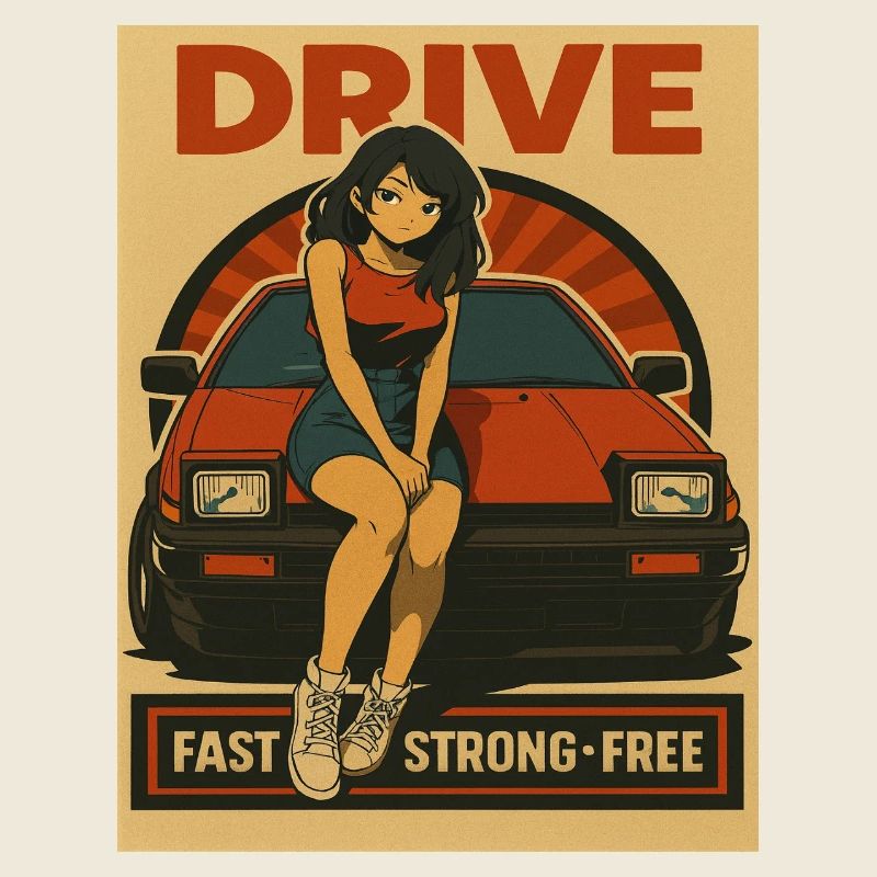 Retro Auto Japan Mädchen