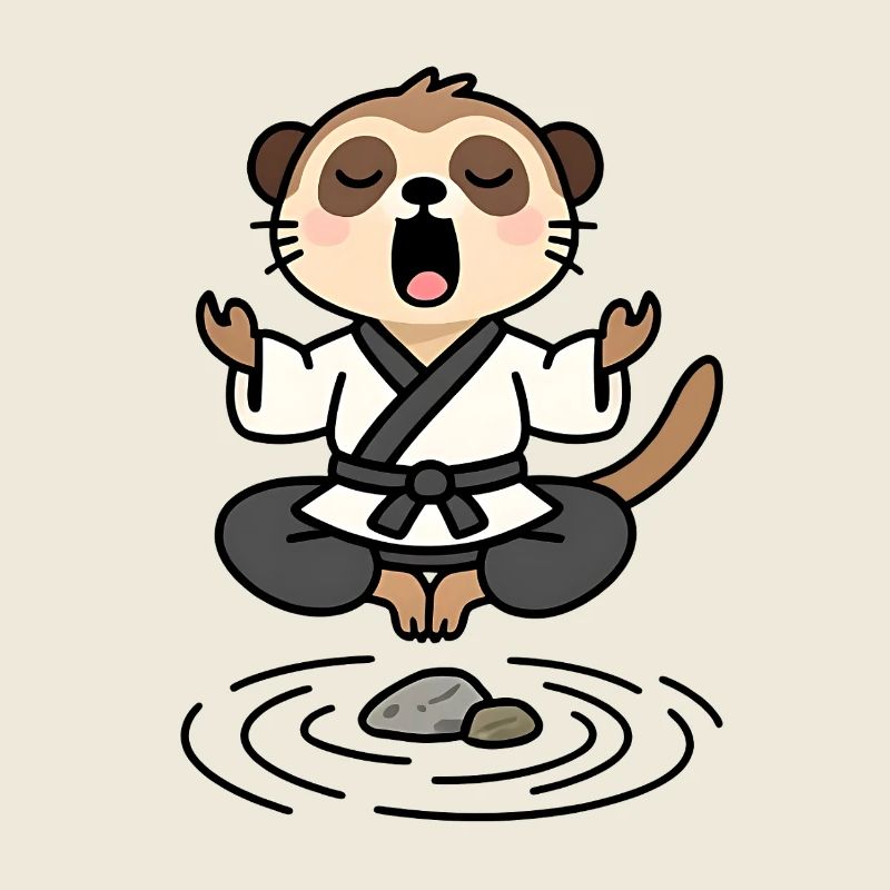 Erdmännchen in einem meditativen Zen-Kimono