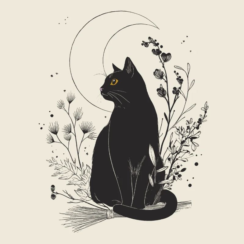 Black cat in the moonlight