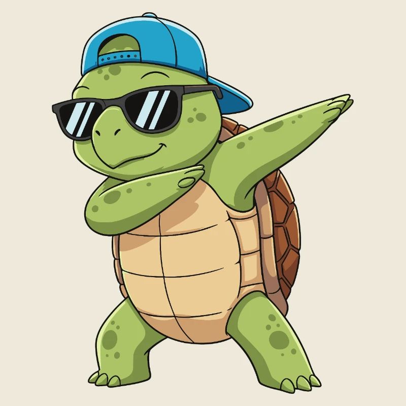 Dessin animé de lunettes de soleil tortue à faire du dabping cool