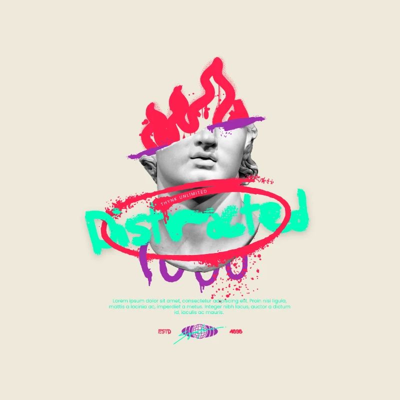 Neon Graffiti Bust Collage