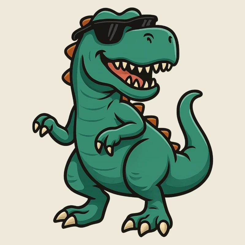 Dino avec des lunettes de soleil dessin animé