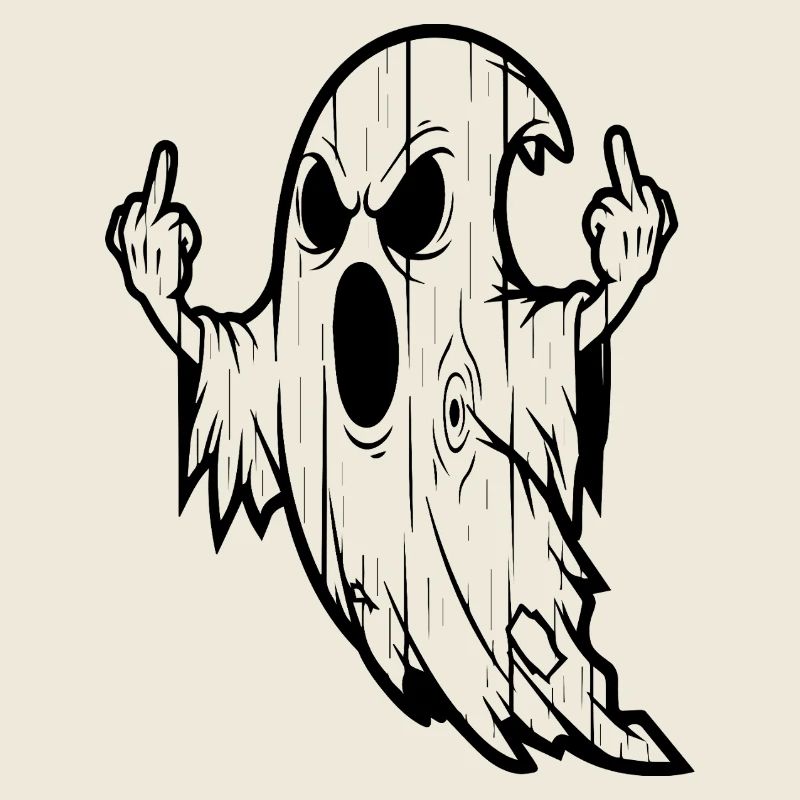 Ghost with Middle Finger Gesture