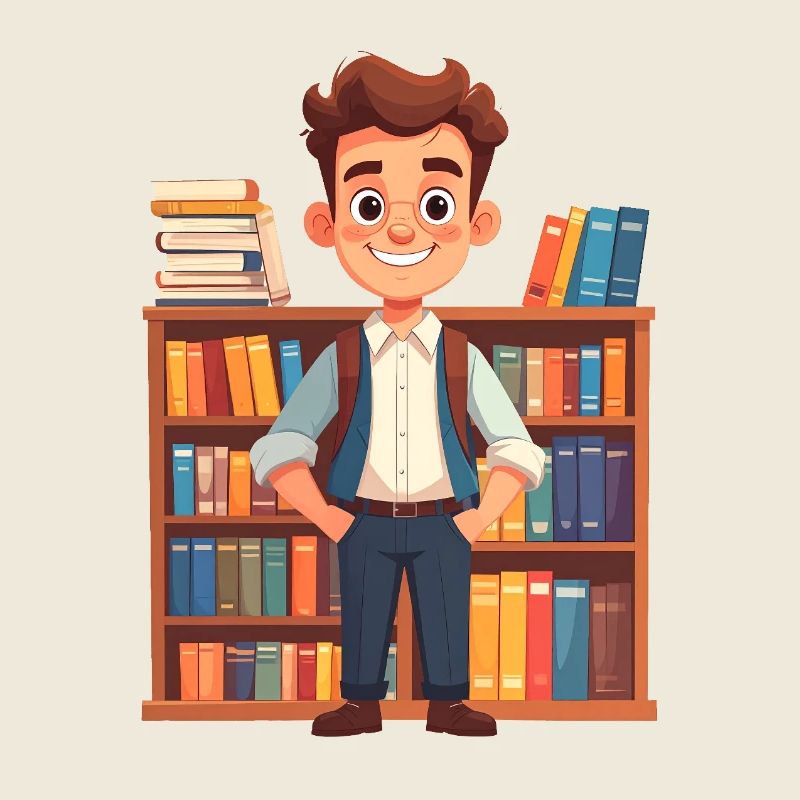 Bibliothécaire devant une étagère