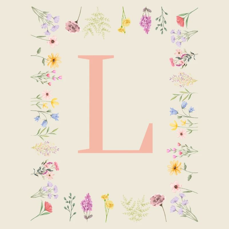 Initiales florales « L », lettres monogrammes