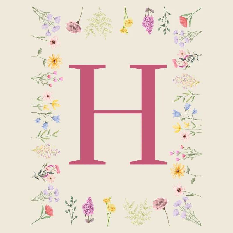 Floral initials "H", letters monogram