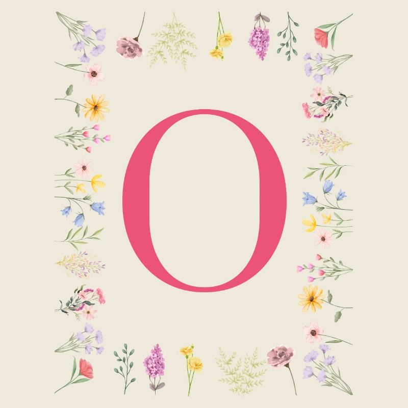 Florale Initialen "O", Buchstaben Monogramm 