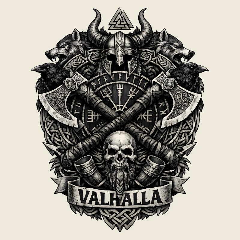 Valhalla Skull Viking Crest