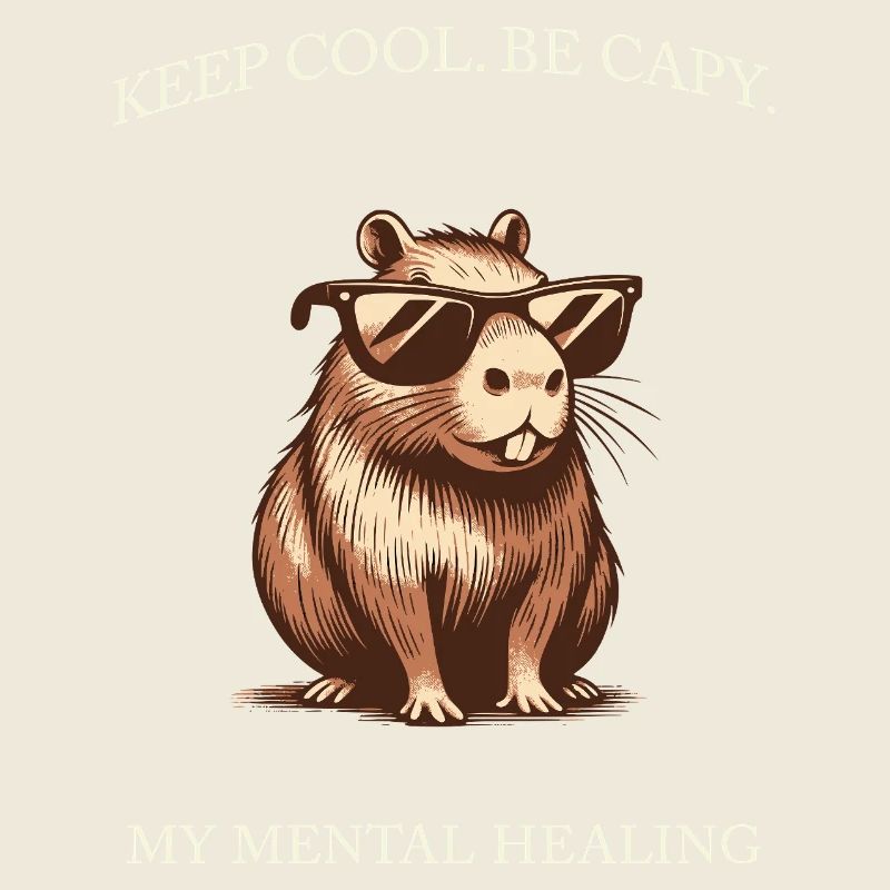Capybara Keep Cool Be Capy – Art minimaliste