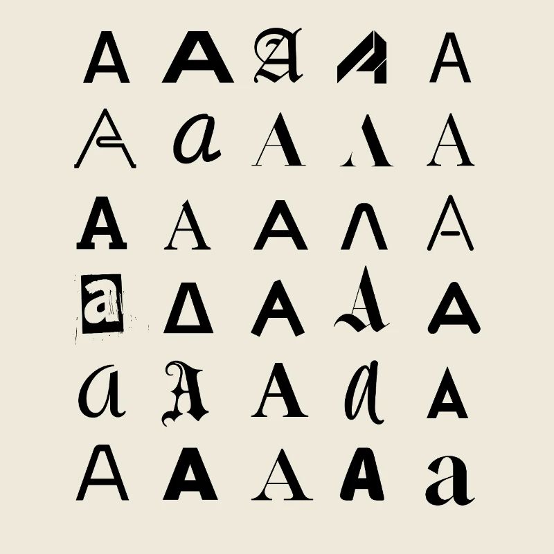 Typografie: Ein Buchstabenvariationsdesign.