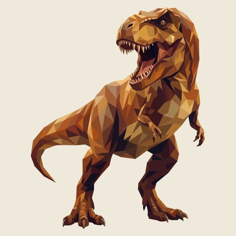 Geometrische T-Rex-Dinosaurier-Low-Poly-Erdtöne