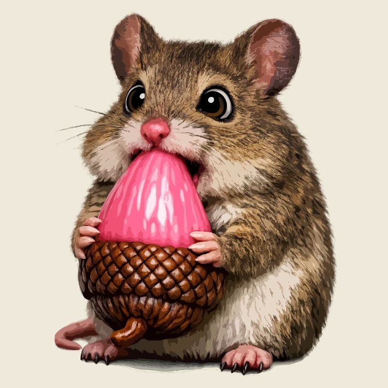 Wood mouse with pink acorn