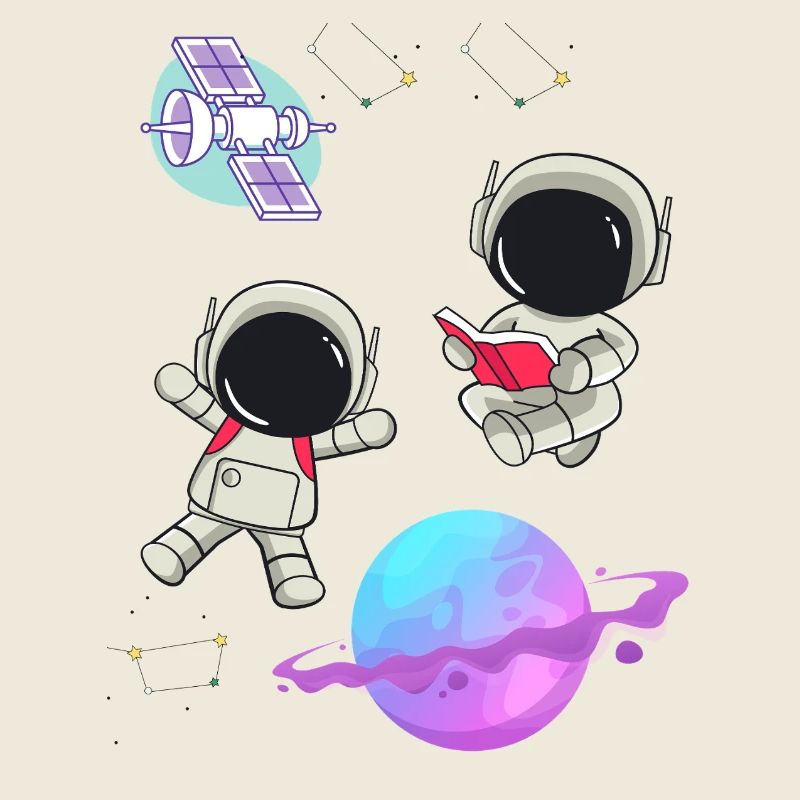 Bunte Astronauten im Orbit