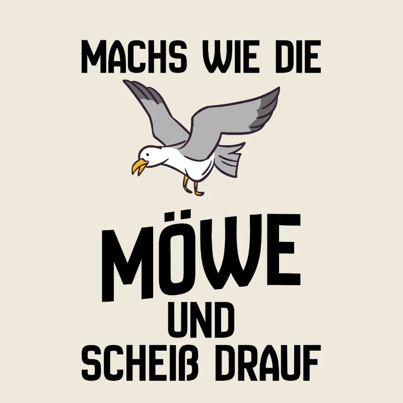 Seemöwe im Flug Cartoon-Design - Scheiß drauf