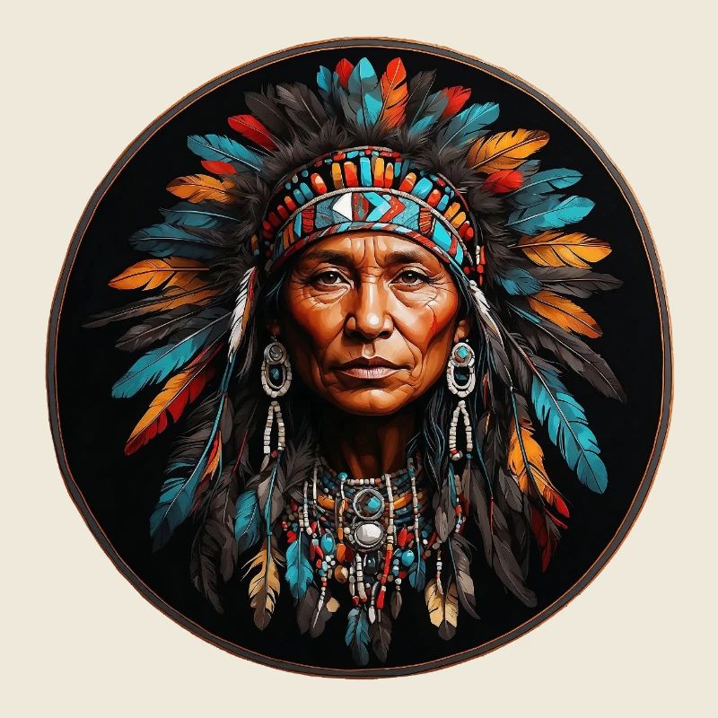 American Native mit buntem Federschmuck
