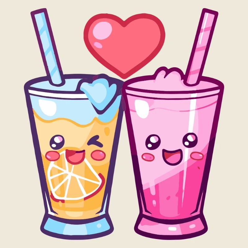 Cocktail Couple Love Heart Comic