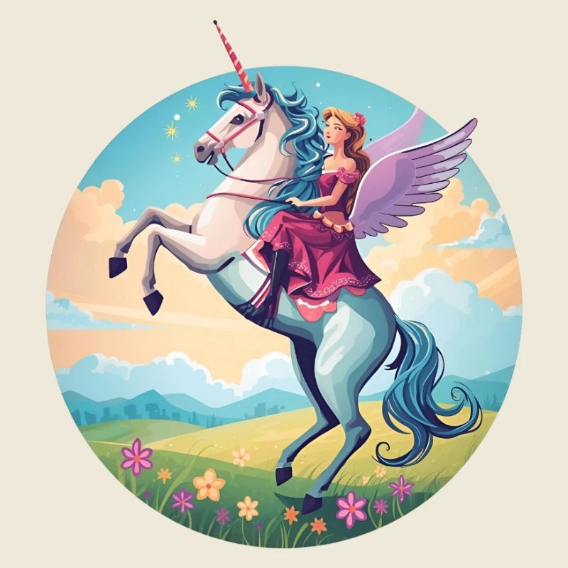 Illustration de cavalier de licorne magique