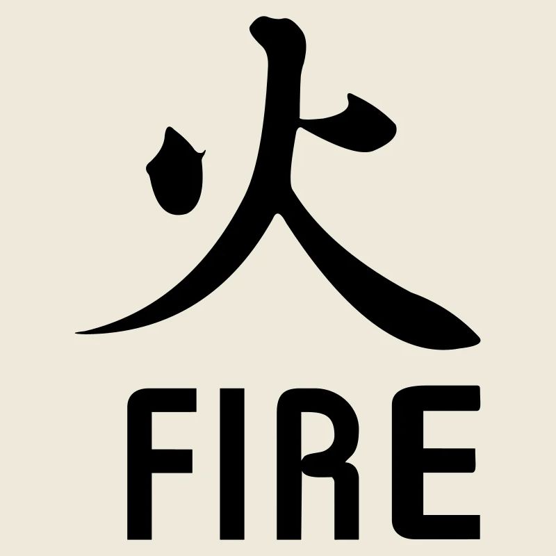 Kanji de feu avec le texte