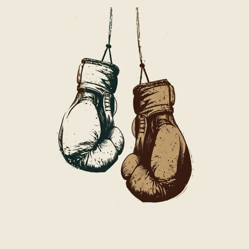 Boxhandschuhe hängend an den Schnüren Design