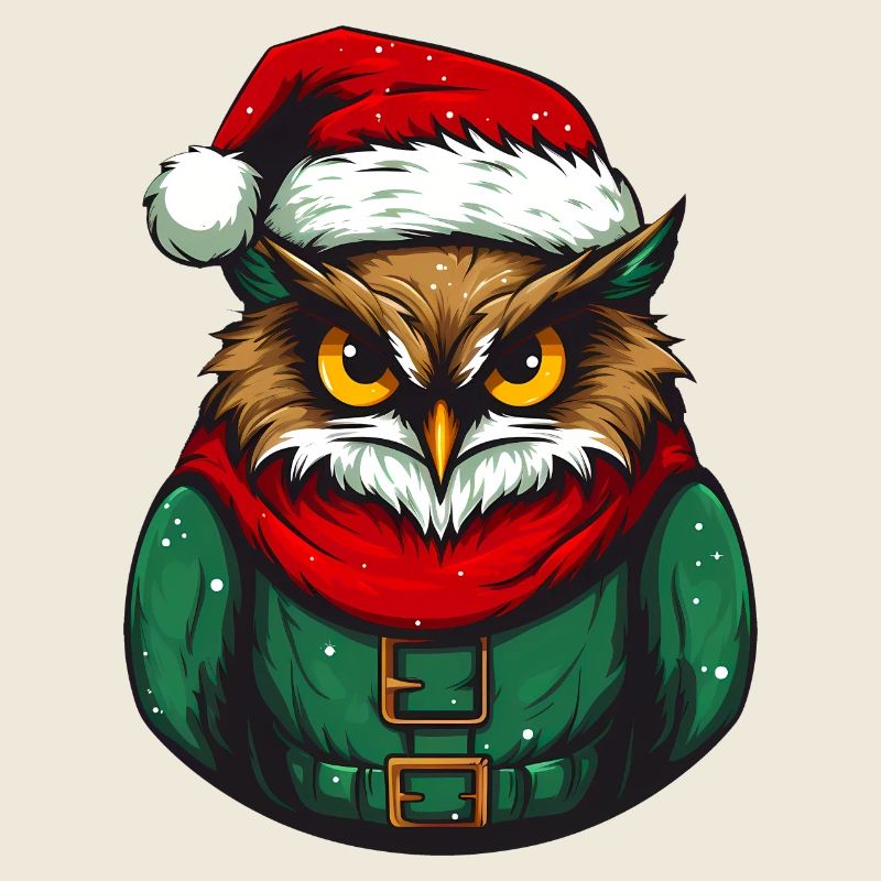 Hibou de Noël en pull vert