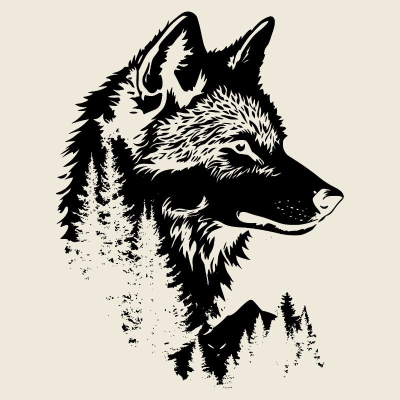 Wolf Gesicht Wald Silhouette